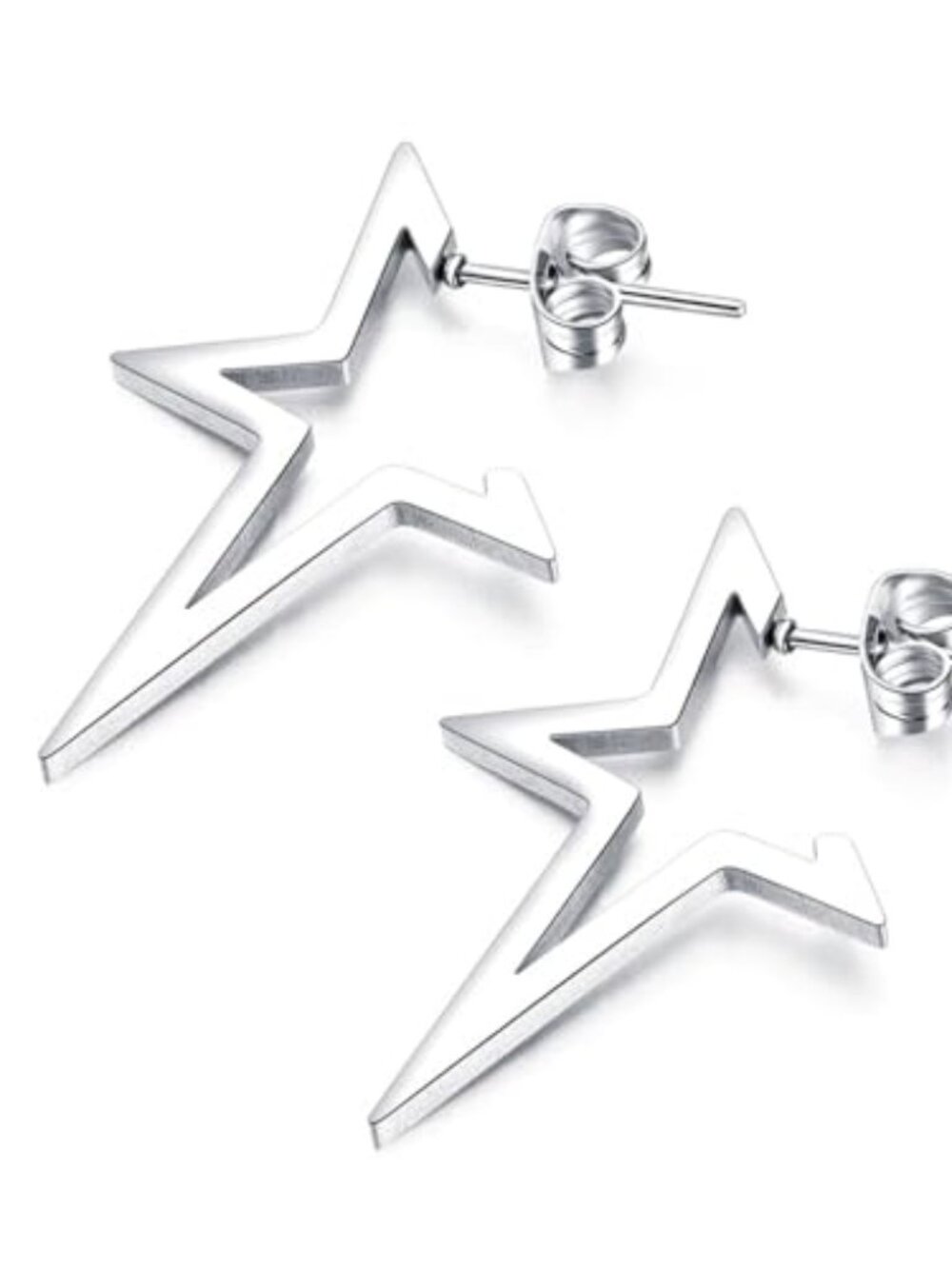 Grunge Earrings‎ Cool Silver Star Stud Earrings